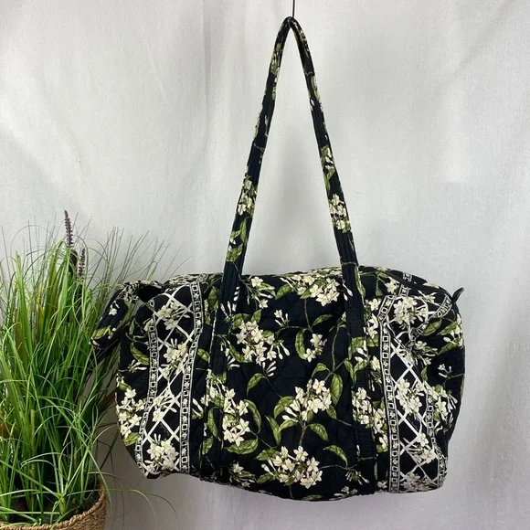 Vera Bradley SET of 5 Black Green & White Floral Quilted Travel Weekend Bags - Picture 3 of 11